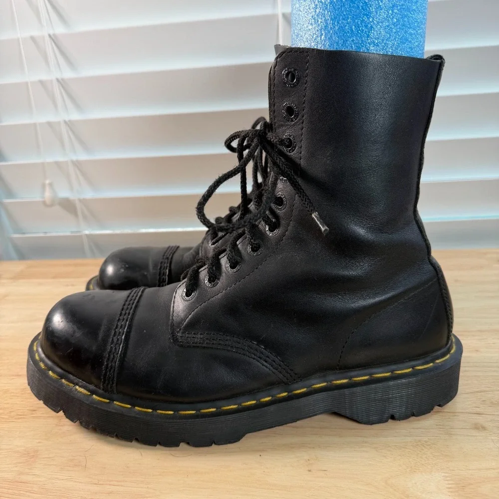 Dr. Martens AirWair Work Boots Mens Black Steel Toe Lace Up 10966 Combat Punk 13